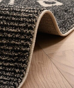 Berber Teppich Beni Ouarain Bahij - Anthrazit/Schwarz - close up vouw, thumbnail