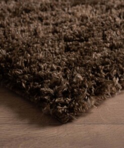 Hochflor Teppich - Cozy Shaggy - Braun - close up hoek, thumbnail