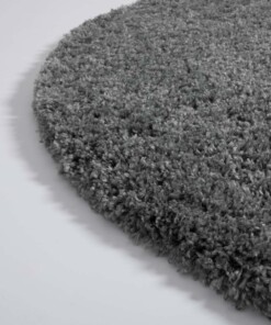 Hochflor Teppich Rund Cozy Shaggy - Grau - close up zijkant, thumbnail