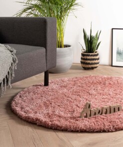 Hochflor Teppich Rund - Cozy Shaggy - Rosa - sfeer, thumbnail