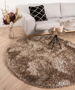 Hochflor Teppich Rund Posh - Beige - sfeer, thumbnail