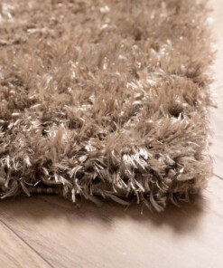 Hochflor Teppich Posh - Beige - close up hoek, thumbnail