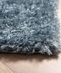 Hochflor Teppich Posh - Blau - close up hoek, thumbnail
