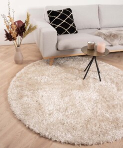 Hochflor Teppich Rund Posh - Creme Beige - sfeer, thumbnail
