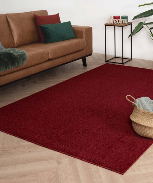 Kurzflor Teppich Quadratisch Fine - Rot - sfeer