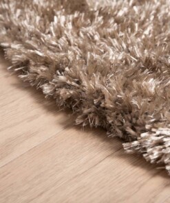 Hochflor Teppich Rund Posh - Beige - close up zijkant, thumbnail