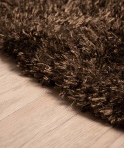 Hochflor Teppich Rund Posh - Braun - close up zijkant, thumbnail