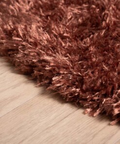 Hochflor Teppich Rund Posh - Kupfer - close up zijkant, thumbnail