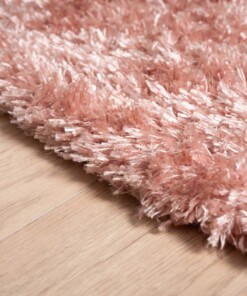 Hochflor Teppich Rund Posh - Rosa - close up zijkant, thumbnail