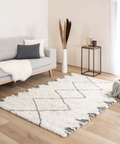 Hochflor Teppich Berber Artisan - Weiß/Grau