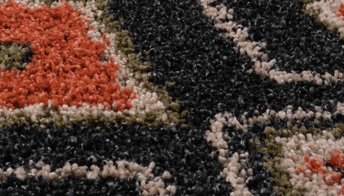 Boho Teppich Rund Hochflor Artisan - Anthrazit/Bunt - close up materiaal Boho Teppich Rund Hochflor Artisan - Anthrazit/Bunt - close up materiaal