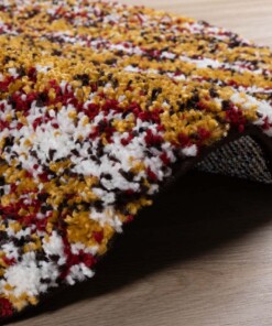 Hochflor Teppich Rund Gestreift Artisan - Bunt/Senfgelb - close up zijkant, thumbnail