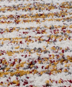 Hochflor Teppich Rund Gestreift Artisan - Weiß/Bunt - close up materiaal, thumbnail