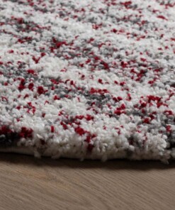 Hochflor Teppich Rund Gestreift Artisan - Grau/Rot - close up zijkant, thumbnail