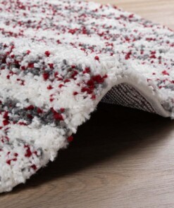 Hochflor Teppich Rund Gestreift Artisan - Grau/Rot - close up zijkant, thumbnail