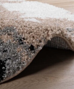 Hochflor Teppich Rund Marble Artisan - Beige - close up zijkant, thumbnail