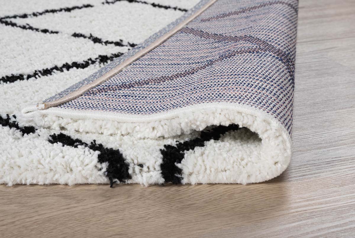 Hochflor Läufer Rautenmuster Artisan - Weiß/Schwarz - close up vouw Hochflor Läufer Rautenmuster Artisan - Weiß/Schwarz - close up vouw