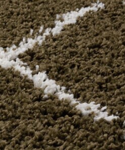 Hochflor Teppich Rautenmuster Habitat - OlivGrün/Weiß - close up materiaal, thumbnail