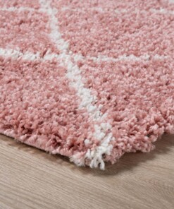 Hochflor Läufer Rautenmuster Habitat - Rosa/Weiß - close up hoek, thumbnail