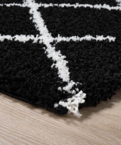 Hochflor Läufer Rautenmuster Habitat - Schwarz/Weiß - close up hoek, thumbnail