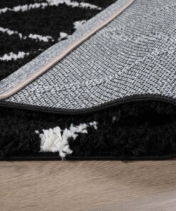 Hochflor Läufer Rautenmuster Habitat - Schwarz/Weiß - close up vouw, thumbnail