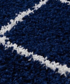 Hochflor Teppich Rund Rautenmuster Habitat - Dunkelblau/Weiß - close up materiaal, thumbnail