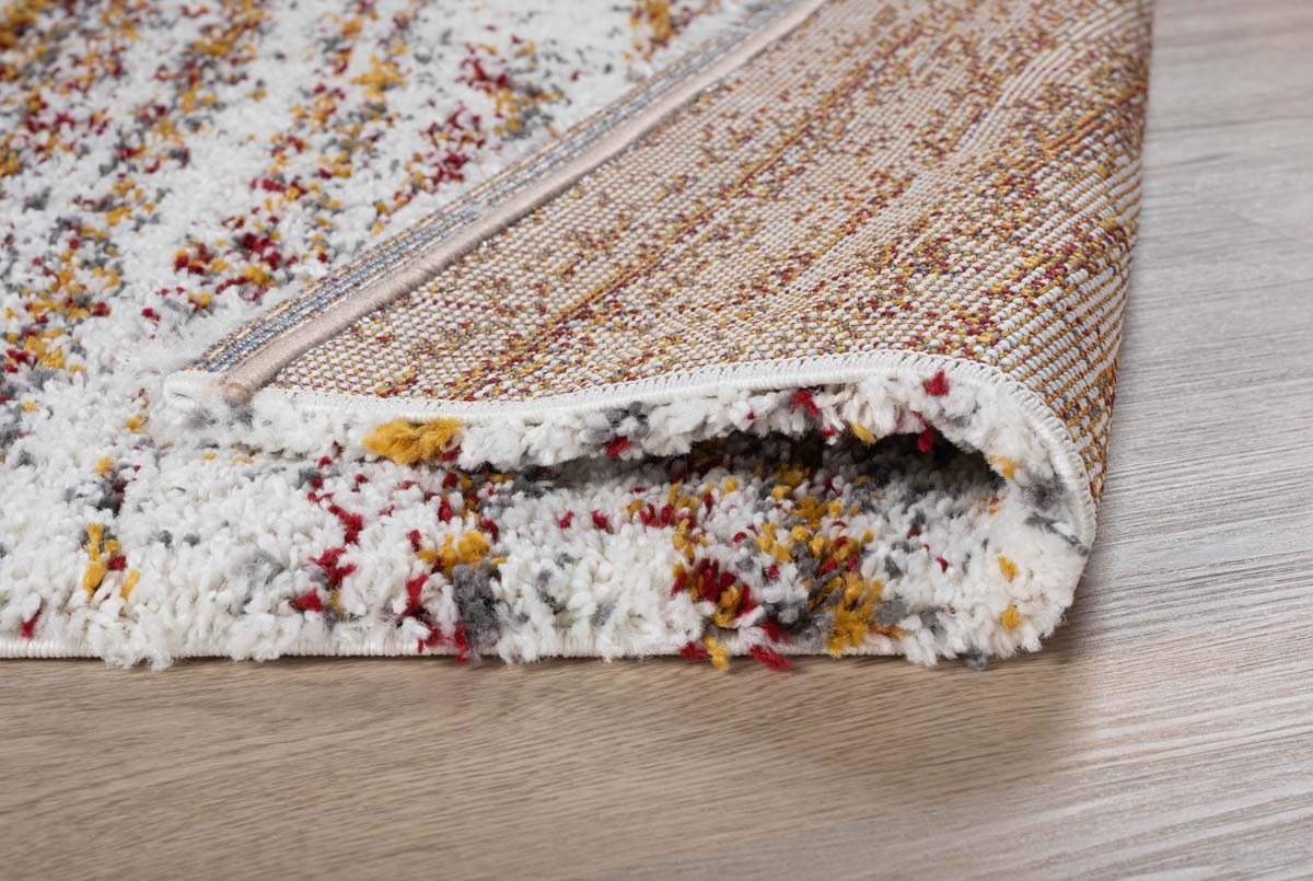 Hochflor Teppich Quadratisch Gestreift Artisan - Weiß/Bunt - close up vouw Hochflor Teppich Quadratisch Gestreift Artisan - Weiß/Bunt - close up vouw