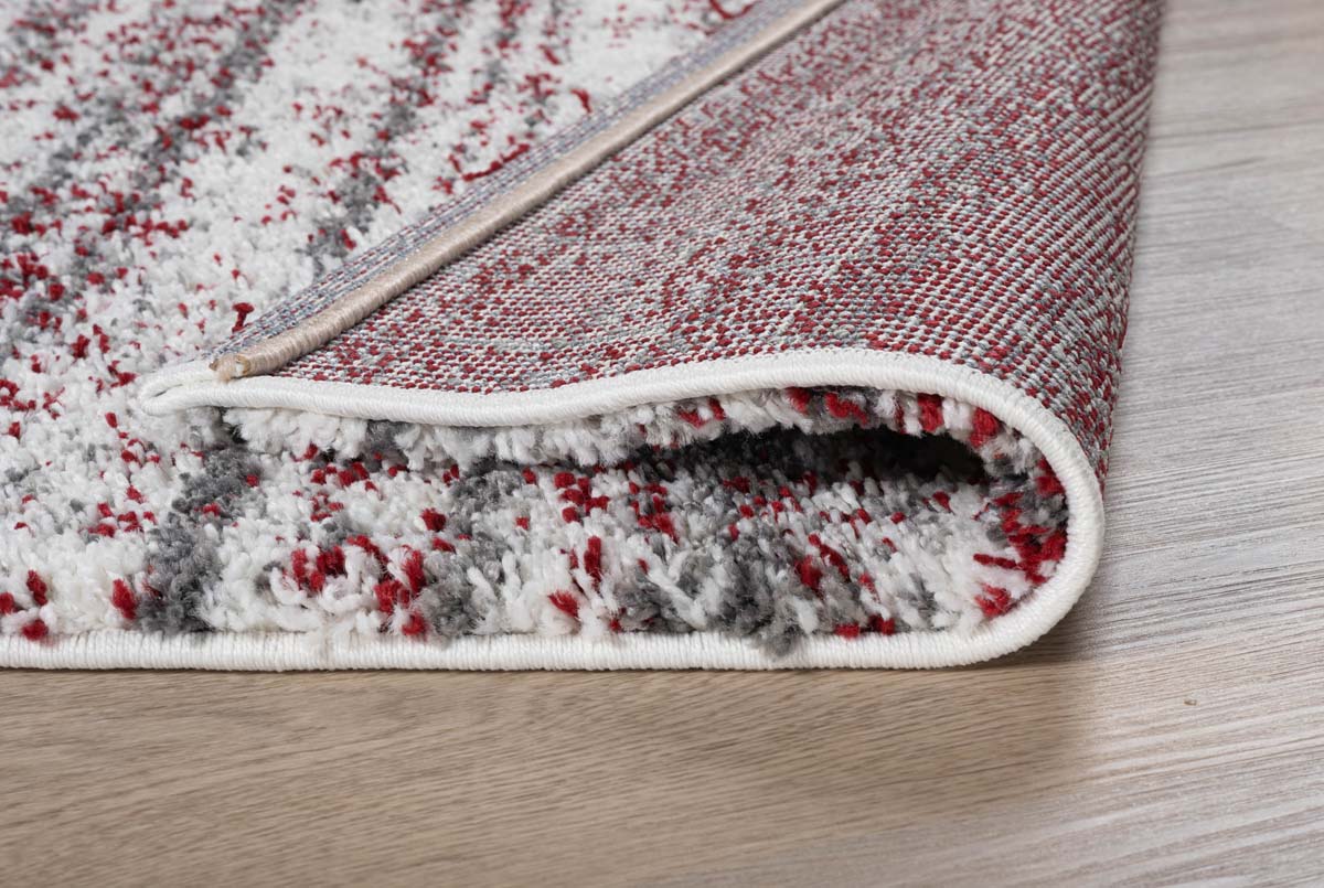 Hochflor Teppich Quadratisch Gestreift Artisan - Grau/Rot - close up vouw Hochflor Teppich Quadratisch Gestreift Artisan - Grau/Rot - close up vouw
