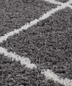 Hochflor Teppich Quadratisch Rautenmuster Artisan - Grau/Weiß - close up materiaal, thumbnail Hochflor Teppich Quadratisch Rautenmuster Artisan - Grau/Weiß - close up materiaal, thumbnail