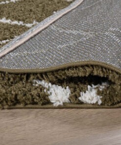 Hochflor Teppich Quadratisch Rautenmuster Habitat - Olivgrün/Weiß - close up vouw, thumbnail