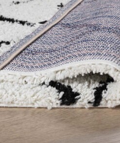 Hochflor Teppich Quadratisch Rautenmuster Habitat - Weiß/Schwarz - close up vouw, thumbnail