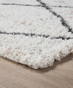 Teppich Quadratisch Rautenmuster Hochflor Artisan - Weiß/Grau - close up hoek, thumbnail Teppich Quadratisch Rautenmuster Hochflor Artisan - Weiß/Grau - close up hoek, thumbnail