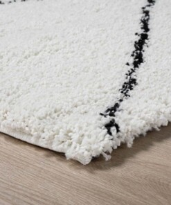 Hochflor Teppich Quadratisch Berber Artisan - Weiß/Schwarz - close up hoek, thumbnail