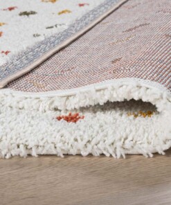 Hochflor Teppich Quadratisch Punkte Artisan - Weiß/Bunt - close up vouw, thumbnail