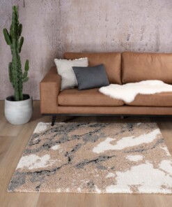 Hochflor Teppich Quadratisch Marble Artisan - Beige - sfeer