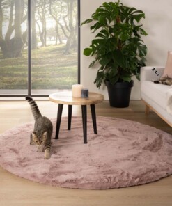 Teppich Rund Flauschig Hochflor - Comfy Plus - Rosa - sfeer, thumbnail