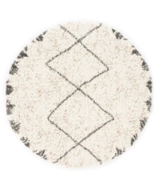 Hochflor Teppich Rund Berber Artisan - Weiß/Grau - overzicht, thumbnail