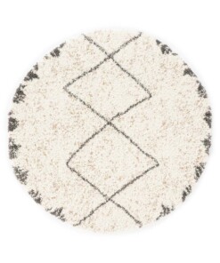Hochflor Teppich Rund Berber Artisan - Weiß/Grau - overzicht