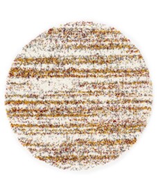 Hochflor Teppich Rund Gestreift Artisan - Weiß/Bunt - overzicht, thumbnail