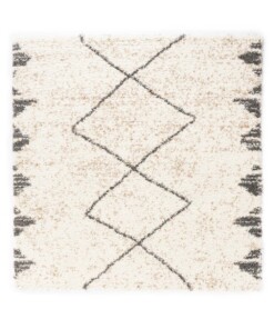Hochflor Teppich Quadratisch Berber Artisan - Weiß/Grau - overzicht