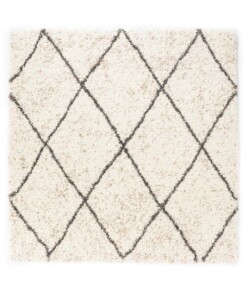 Teppich Quadratisch Rautenmuster Hochflor Artisan - Weiß/Grau - overzicht