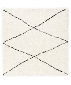 Hochflor Teppich Quadratisch Berber Artisan - Weiß/Schwarz - overzicht