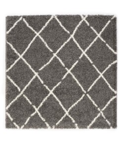 Hochflor Teppich Quadratisch Rautenmuster Artisan - Grau/Weiß - overzicht