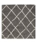 Hochflor Teppich Quadratisch Rautenmuster Artisan - Olivgrün/Weiß - overzicht, thumbnail