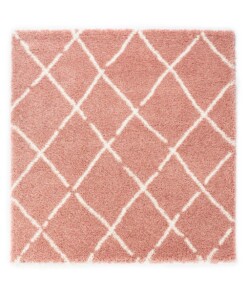 Hochflor Teppich Quadratisch Rautenmuster Artisan - Rosa/Weiß - overzicht