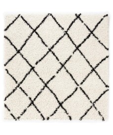 Hochflor Teppich Quadratisch Rautenmuster Habitat - Weiß/Schwarz - overzicht, thumbnail