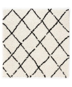 Hochflor Teppich Quadratisch Rautenmuster Habitat - Weiß/Schwarz - overzicht