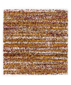 Hochflor Teppich Quadratisch Gestreift Artisan - Bunt/Senfgelb - overzicht