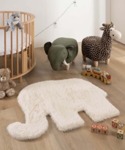 Flauschiger Kinderteppich Elefant - Fluffy Creme