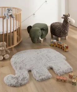 Flauschiger Kinderteppich Elefant - Fluffy Hellgrau - sfeer
